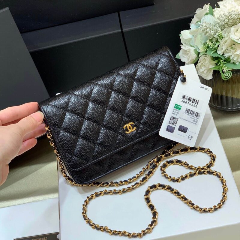 CHANEL WOC 19CM 牛皮发财包 A33814黑色/金扣
