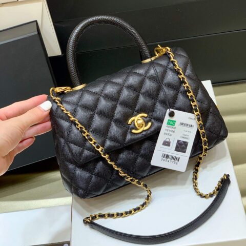 CHANEL 经典款之Coco handle 23CM A92990黑色/金扣