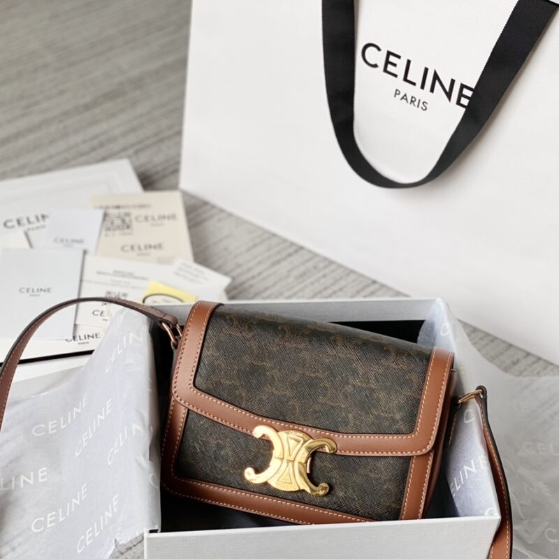 CELINE赛琳凯旋门帆布和小牛皮手袋188882