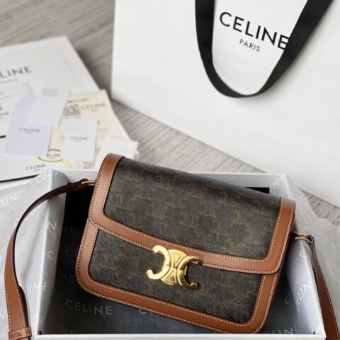 CELINE赛琳凯旋门帆布和小牛皮手袋191242