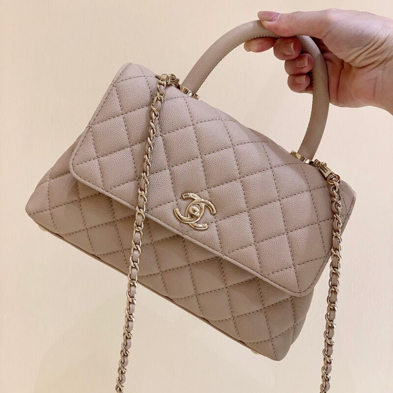 CHANEL coco handle 23CM 22P新版本 A92990奶茶色/香槟色五金