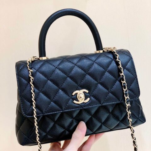 CHANEL coco handle 23CM 22P新版本 A92990黑色/香槟色五金