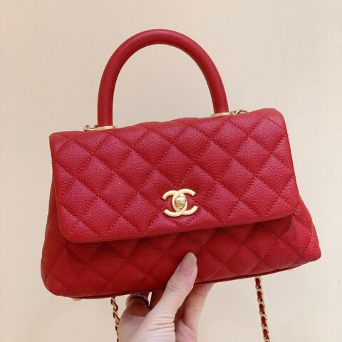 CHANEL 经典款之Coco handle 23CM A92990红色/金扣