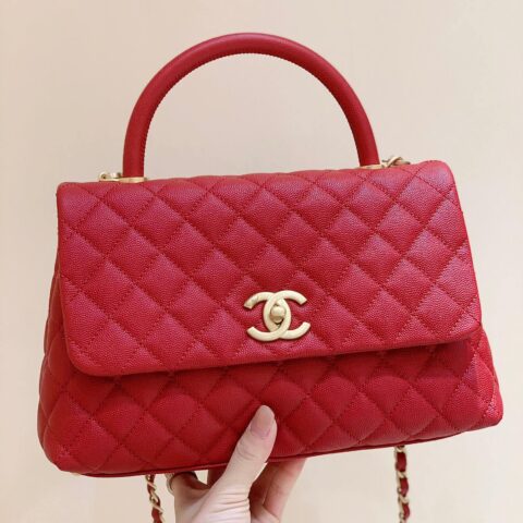 CHANEL 经典款之Coco handle 28CM A92993红色/金扣