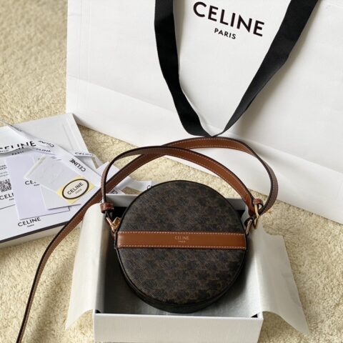 CELINE赛琳凯旋门老花圆饼包10342