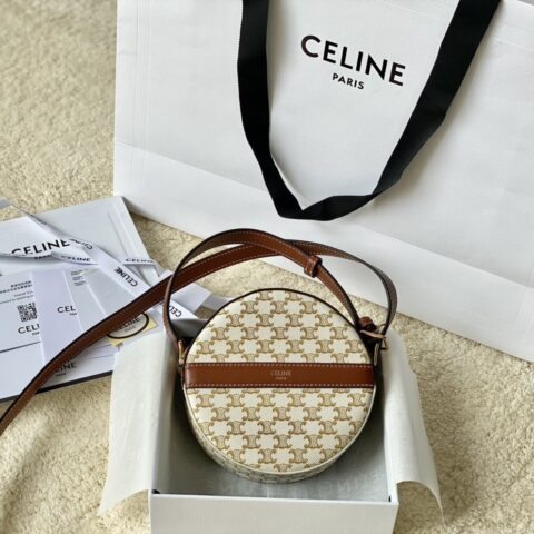 CELINE赛琳凯旋门老花圆饼包10342