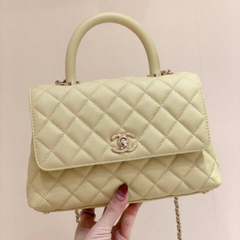 CHANEL coco handle 23CM 22P新版本 A92990小鸡黄/香槟色五金