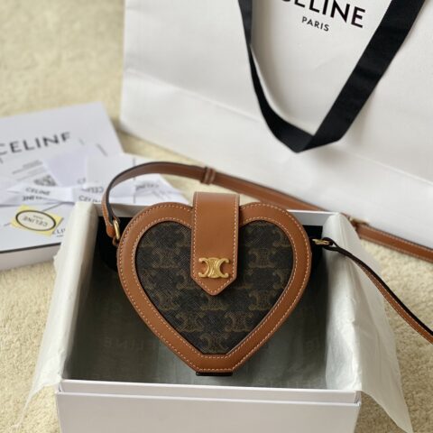 CElINE赛琳TAMBOUR 标志印花牛皮革心形手袋198212