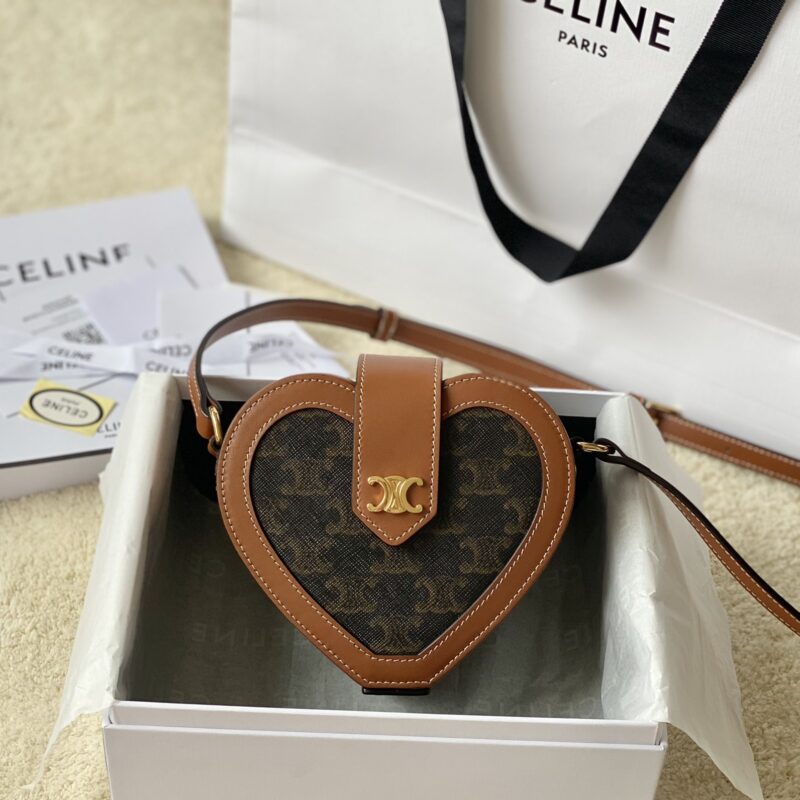 CElINE赛琳TAMBOUR 标志印花牛皮革心形手袋198212