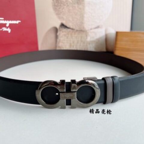 Ferragamo菲拉格慕男士3.5cm精品金属扣牛皮腰带