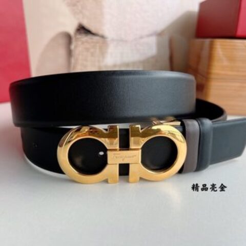 Ferragamo菲拉格慕男士3.5cm精品金属扣牛皮腰带