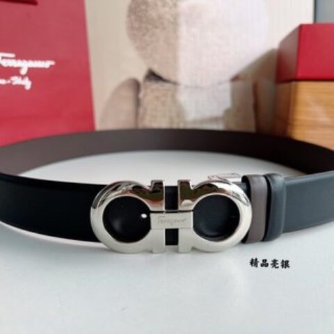 Ferragamo菲拉格慕男士3.5cm精品金属扣牛皮腰带