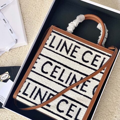 CELINE赛琳通体印花织物牛皮革CABAS小号购物袋19208