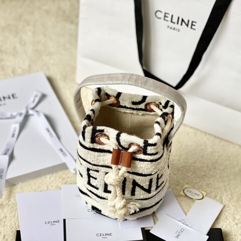 CELINE赛琳TEEN CELINE通体印花织物牛皮革抽绳包196532