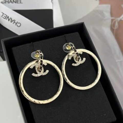 新款☑️CHANEL香奈儿C2金色双c圆形耳钉耳环