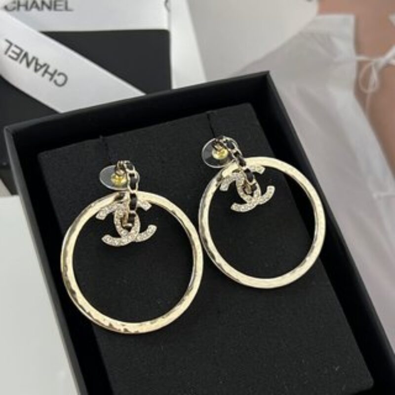 新款☑️CHANEL香奈儿C2金色双c圆形耳钉耳环
