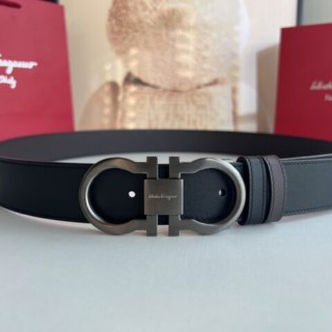 Ferragamo菲拉格慕  精品8字专柜版型金属扣男士3.5cm腰带