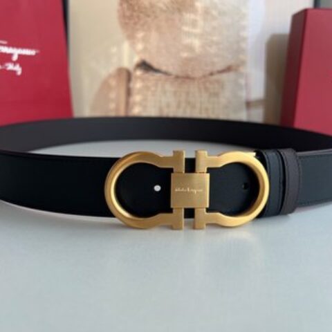 Ferragamo菲拉格慕  精品8字专柜版型金属扣男士3.5cm腰带