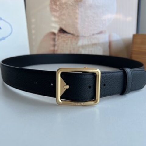 PRADA/普拉达   牛皮双面配色男士3.5cm腰带