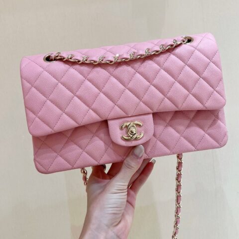 Chanel CF25 Classic flap bag A01112荔枝皮/粉色