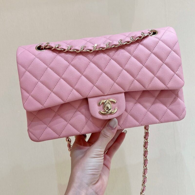 Chanel CF25 Classic flap bag A01112荔枝皮/粉色