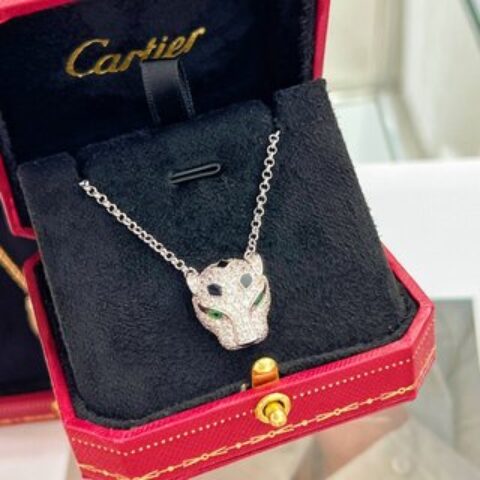 新款☑️卡地亚Cartier丛林系列 满钻豹子头🐆项链