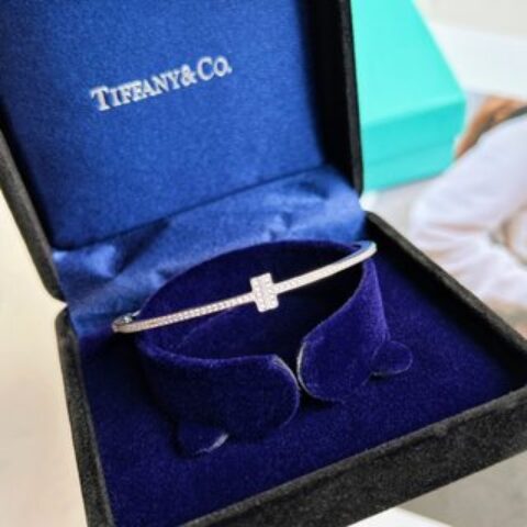 Tiffany&co 蒂芙尼 经典款T字系列满钻双T手镯