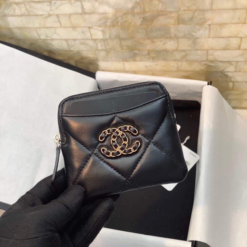 CHANEL 22新款19系列羊皮零钱包卡包 AP2086黑色