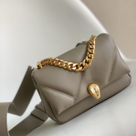 BVLGARI宝格丽马特拉塞凸纹几何图案小牛皮斜挎包291085