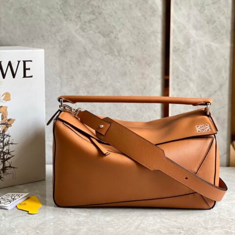 LOEWE Puzzle 35CM BAG 大号几何包 0159焦糖色/银扣