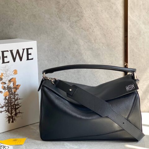 LOEWE Puzzle 35CM BAG 大号几何包 0159黑色/银扣