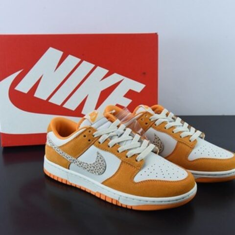 Nike SB Dunk Low “豹纹勾”白橙 运动休闲低帮板鞋 货号：DR0158-800
