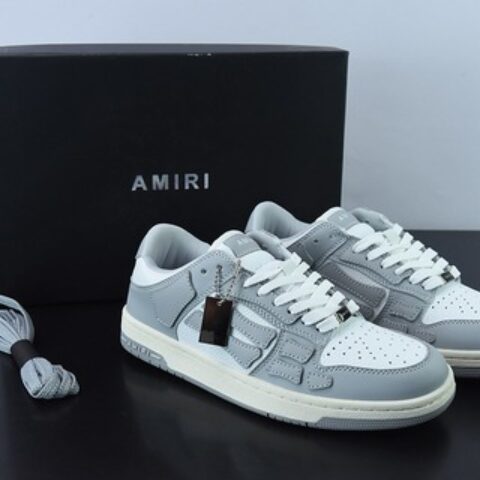 埃米尔/AMIRI Skeleton Low-Skel top Sneakers 骨骼系列低帮皮革烟灰白脚骨头”211876LSN000003-103