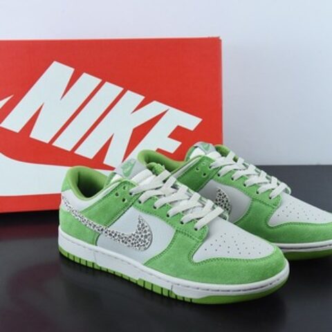 NK SB Dunk Low “豹纹勾”白绿 货号：DR0156-300 运动休闲低帮板鞋货号：DR0156-300