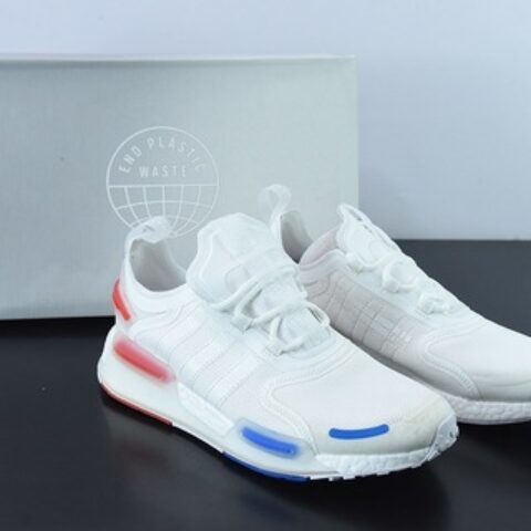阿迪达斯Adidas NMD_V3 Boost"OG White"飞织系列低帮爆米花缓震百搭休闲运动跑步鞋“针织白宝蓝红”GX3379