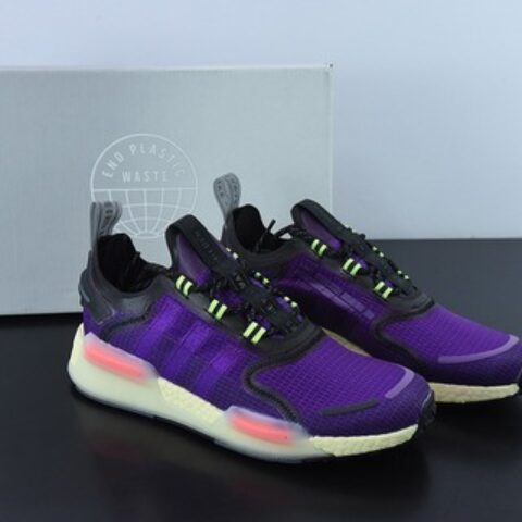 阿迪达斯Adidas NMD_V3 Boost"OG White"飞织系列低帮爆米花缓震百搭休闲运动跑步鞋“紫粉”GW3062