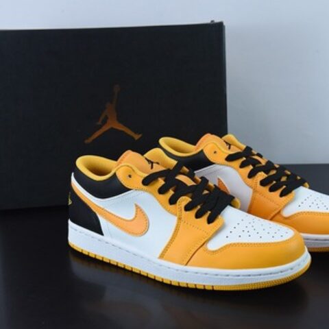 Air Jordan AJ1 Low 低帮系列 黑白黄出租车低帮休闲男士板鞋 553558-701