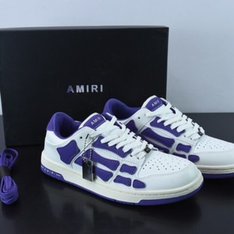 埃米尔 AMIRI Skel Top Hi Sneakers 骨骼低帮板鞋 白紫