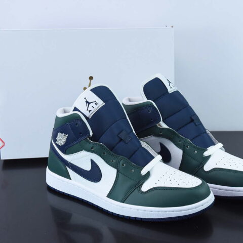 Nike Air Jordan 1 Mid AJ1 乔1蓝绿拼色 中帮篮球鞋 货号：DZ5326-300