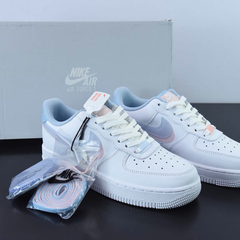 Nike Air Force1 Low White pink blue “3D眼镜红蓝粉”全新空军一号低帮休闲板鞋 货号：CW1574-100