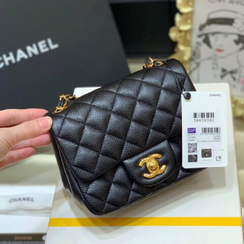 CHANEL CF 17CM方胖子 A01115牛皮/黑色/金扣