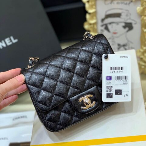 CHANEL CF 17CM方胖子 A01115牛皮/黑色/银扣