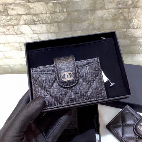 CHANEL新款牛皮多隔层风琴卡包 AP0342黑色/银扣