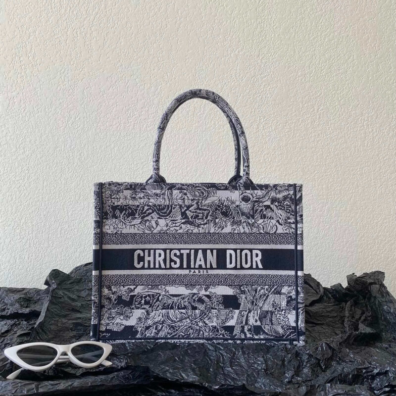 DIOR 中号BOOK TOTE 36CM M1296海军蓝老虎纹