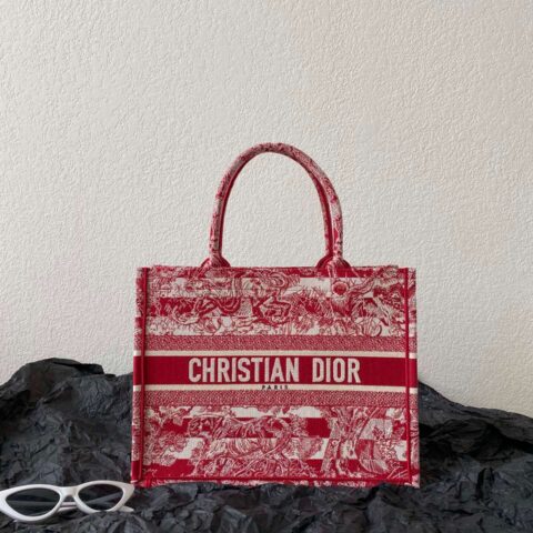 DIOR 中号BOOK TOTE 36.5CM M1296正红色老虎纹