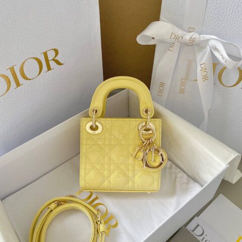 MICRO LADY DIOR BAG 超迷你三格戴妃包 S0856鸡蛋黄