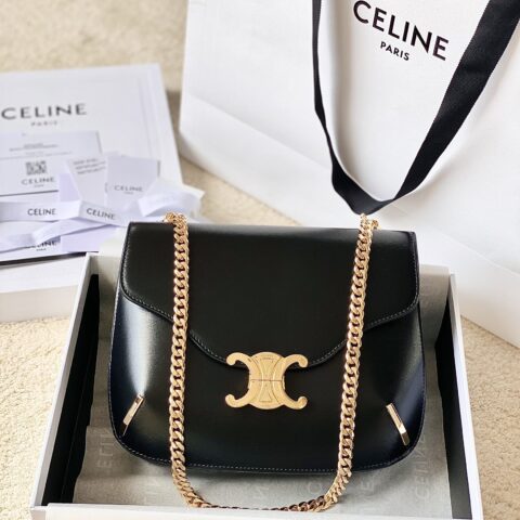 CELINE赛琳BESACE TRIOMPHE最新款顶级box牛皮链条包199273