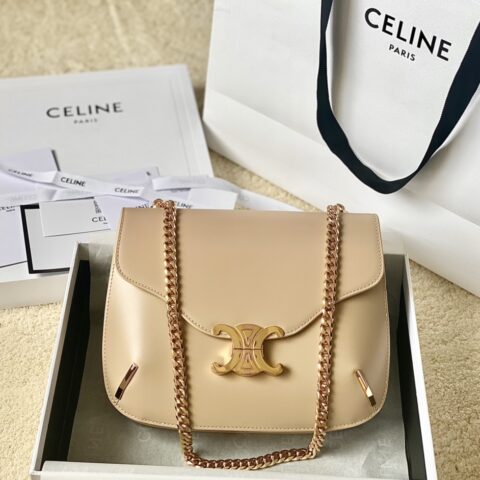 CELINE赛琳BESACE TRIOMPHE最新款顶级box牛皮链条包199273