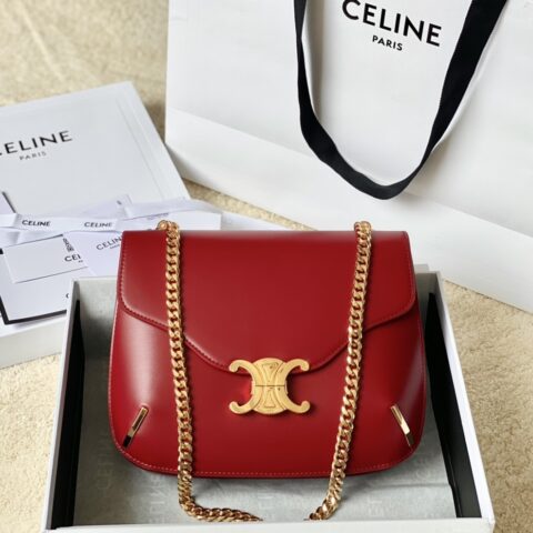 CELINE赛琳BESACE TRIOMPHE最新款顶级box牛皮链条包199273