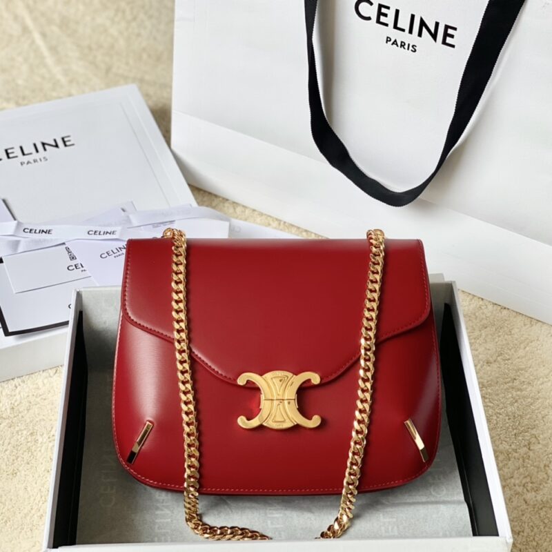 CELINE赛琳BESACE TRIOMPHE最新款顶级box牛皮链条包199273